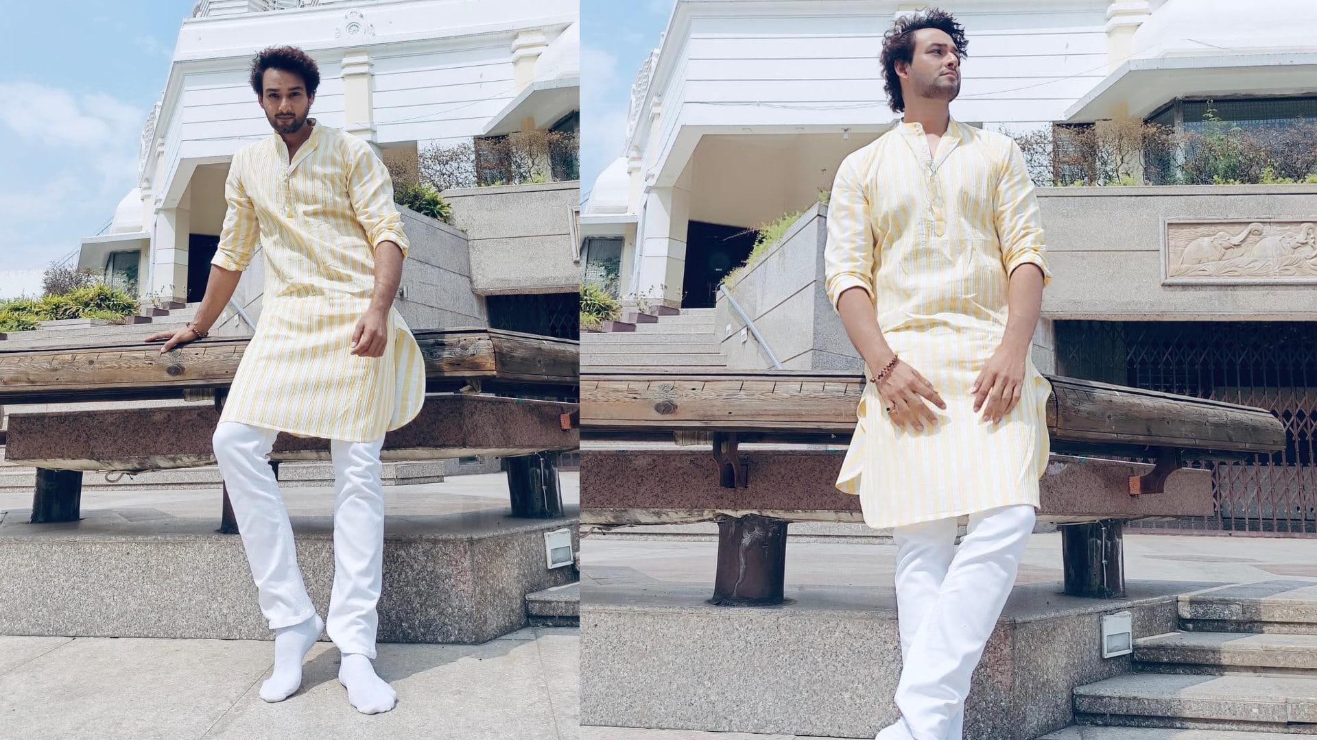 Krishna Janmashtami 2024 men's wear for Janmashtami inspire by Sourabh Raaj Jain and Sumedh Mudgalkar