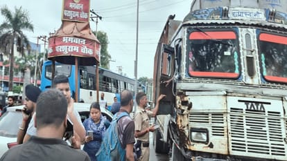 The truck entered the no entry lane and hit the car hard in rudrapur