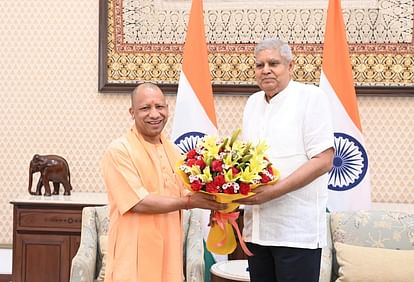 CM Yogi Adityanath meets Vice President Jagdeep Dhankhad in Delhi.