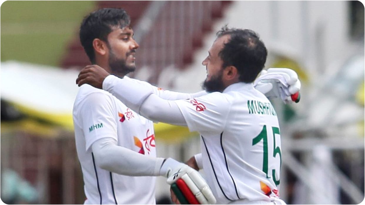 Pakistan Vs Bangladesh first test fourth day match report Mushfiqur Rahim record partnership with Mehedi