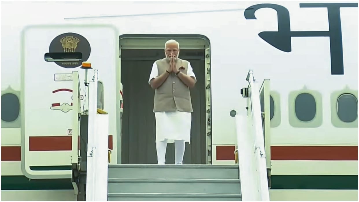 PM Narendra Modi arrives at Palam airport in Delhi after concluding his two-nation visit to Poland Ukraine