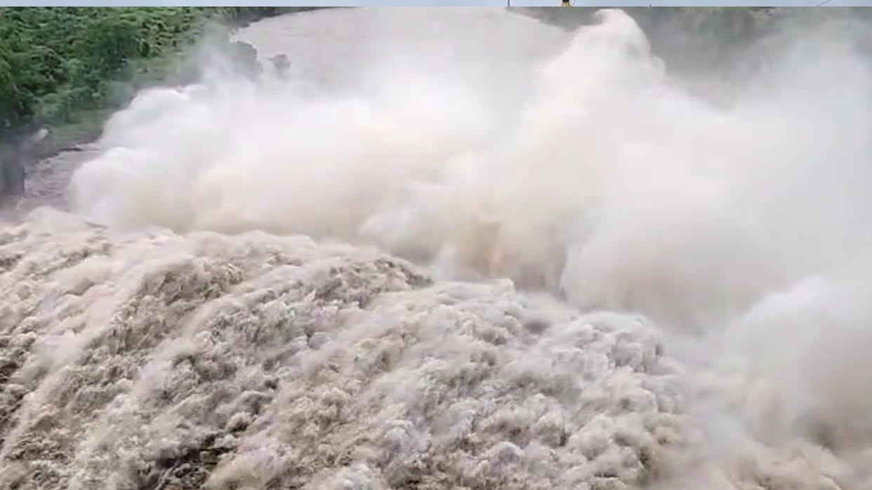 Heavy rains in the district, opening of all the gates of the dam created a beautiful scene