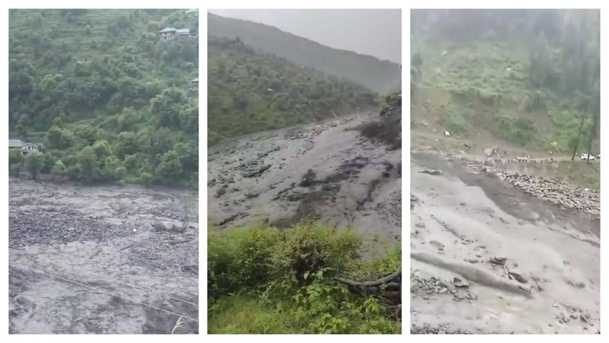 Mandi News Cracks in Parashar hill after rain Baghi Nala Flood villagers were terrified