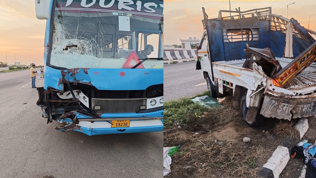 High speed bus wreaks havoc in Hansi, Hits pickup full of devotees, 4 killed including woman