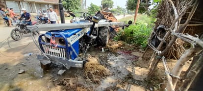 Tractor-trolley carrying bricks overturned, driver and laborer died, bodies sent for post-mortem