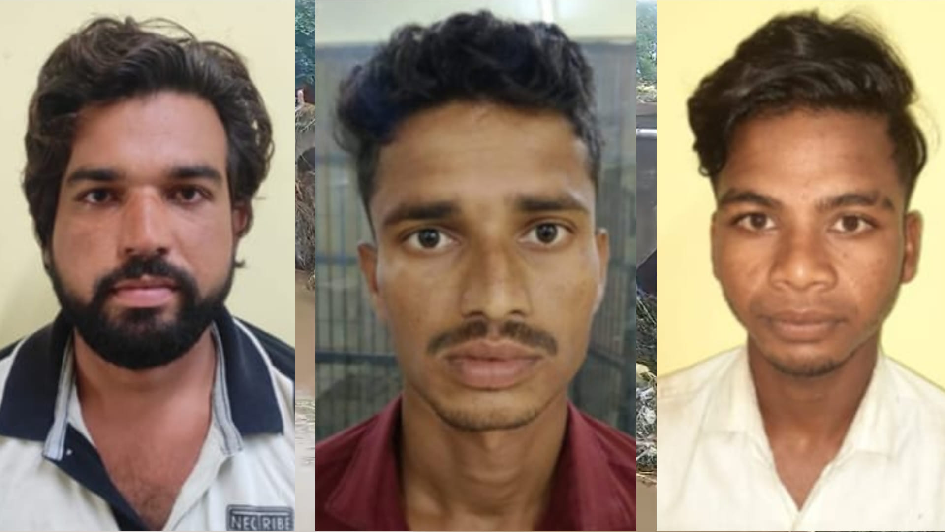वाहन चोर गिरोह के गिरफ्तार तीन सदस्य।
