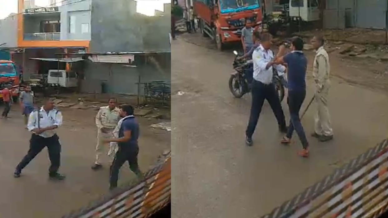 Chitrakoot: Traffic police constable brutally beats truck driver