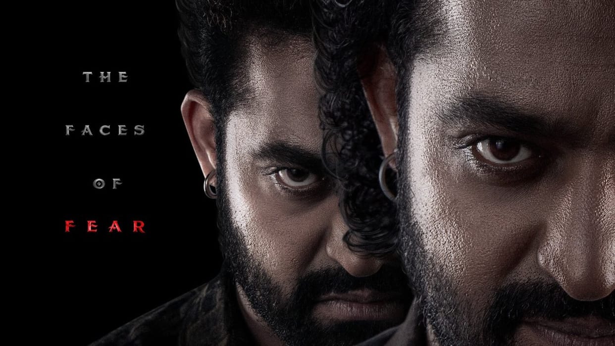 Devara part 1 new poster reveals Is Jr NTR playing double role with faces of fear takes social media by storm