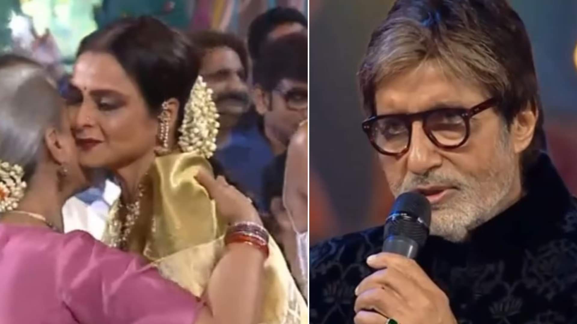 When Amitabh Bachchan Wins Best Actor Award Rekha Runs to Hug Jaya Bachchan Viral Video