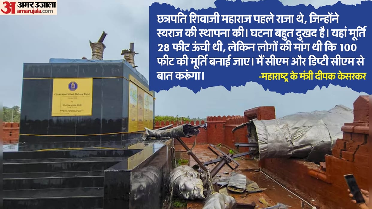 Maharashtra Minister Deepak Kesarkar’s damage control after collapse of Shivaji statue news updates