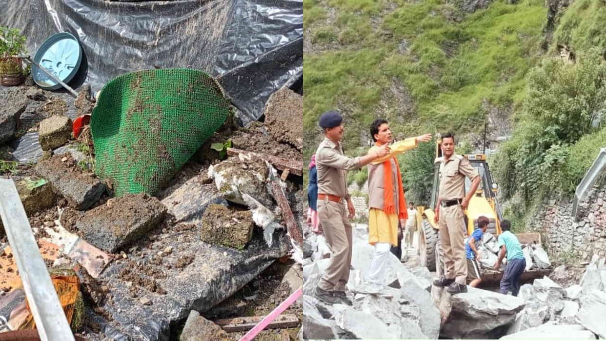 Landslide near Mussoorie Landour road highway closed in Karnaprayag passengers stranded Uttarakhand News