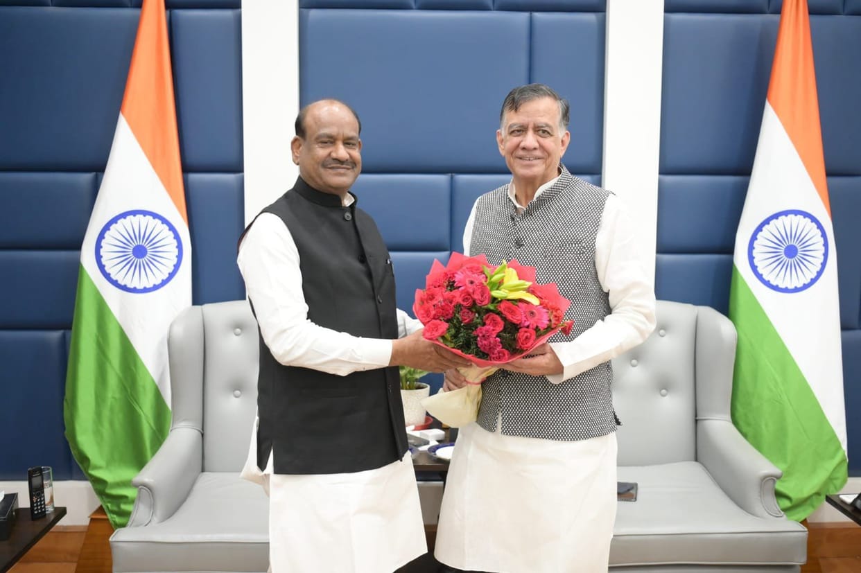 UP Vidhan sabha chief Satish Mahana meets to Loksabha speaker Om Birla.