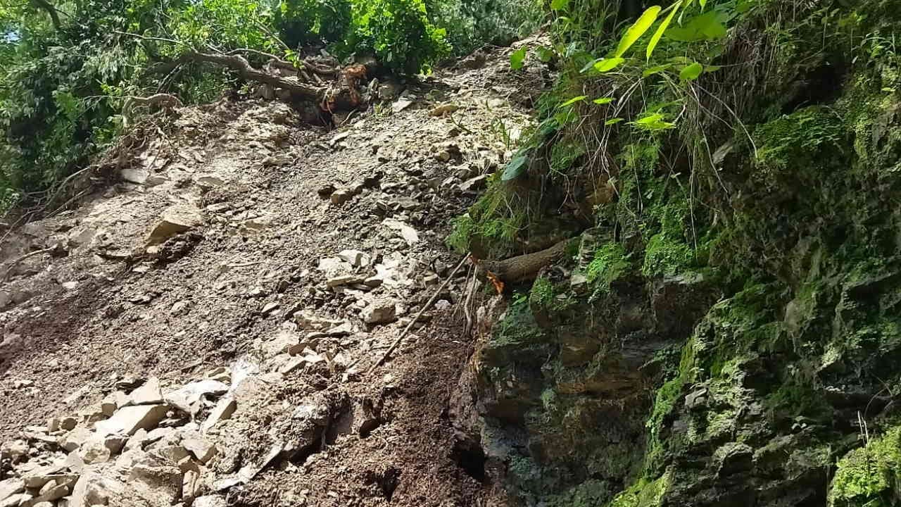 People crossing the overflowing Supin river with the help of a tree trunk Danger Uttarkashi Uttarakhand News