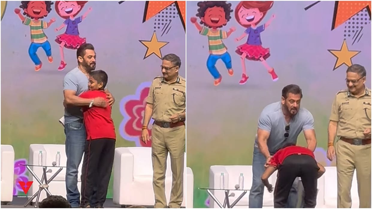 young fan touching Salman Khan feet at an eco friendly Ganesh Chaturthi event caught attention
