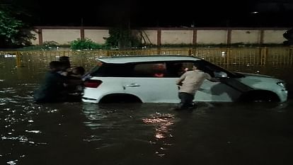Chest-deep water on Delhi Highway Vehicles stuck creating long jam see photos