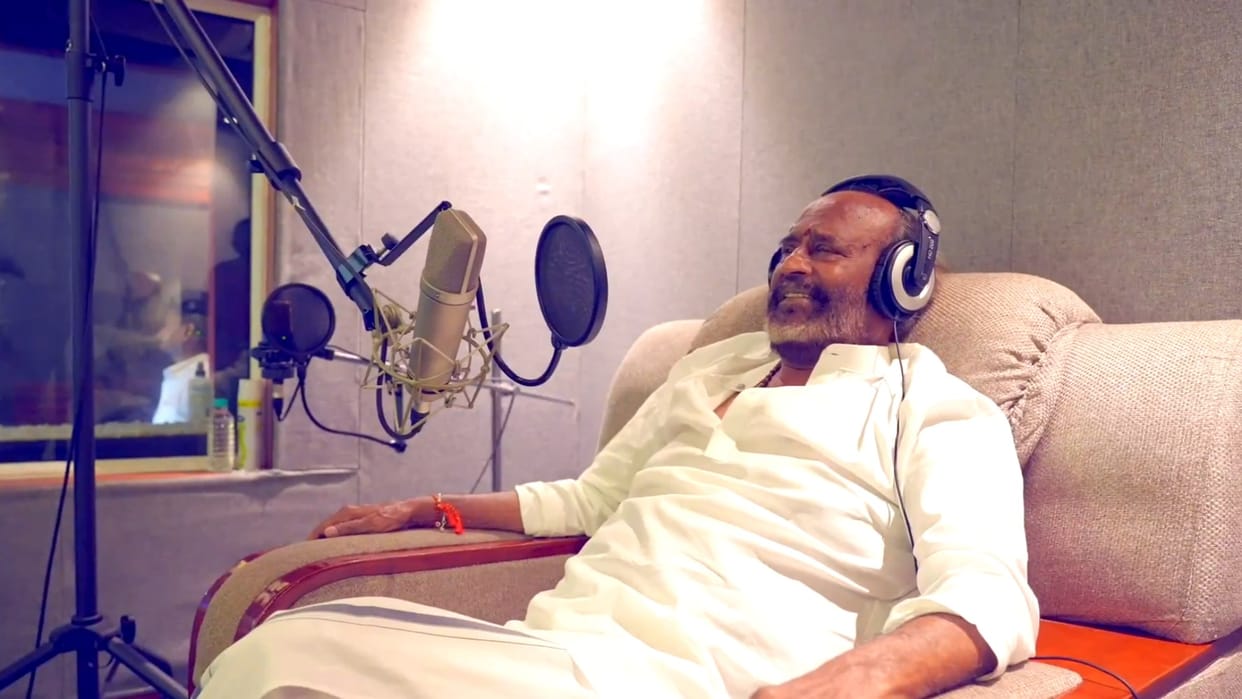 Lyca Productions shared BTS Video Vettaiyan Superstar rajinikanth was seen dubbing for movie