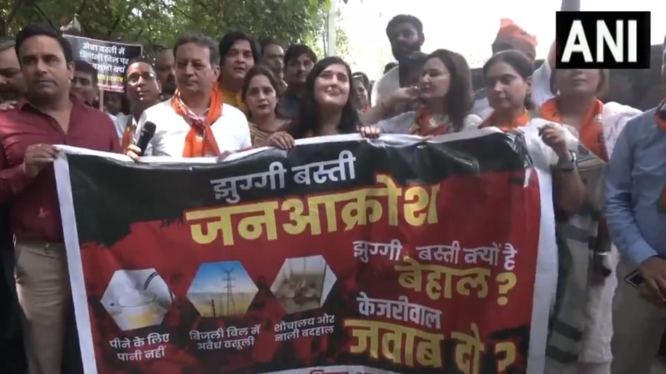BJP took out a rally in Malviya Nagar against Delhi Chief Minister Arvind Kejriwal