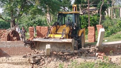 illegal madrasa under construction demolished with bulldozer in Budaun