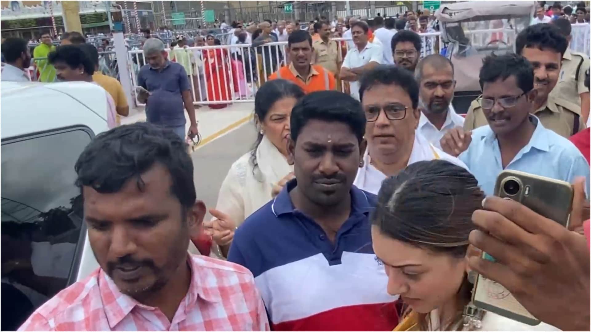 Hansika Motwani reached Tirumala to seek blessing of lord Balaji crowd of fans gathered to take photos