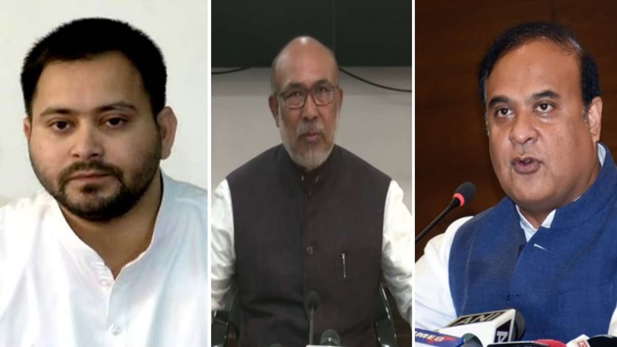 manipur cm slam tejashwi yadav for racist jab on assam cm himanta sarma politics news