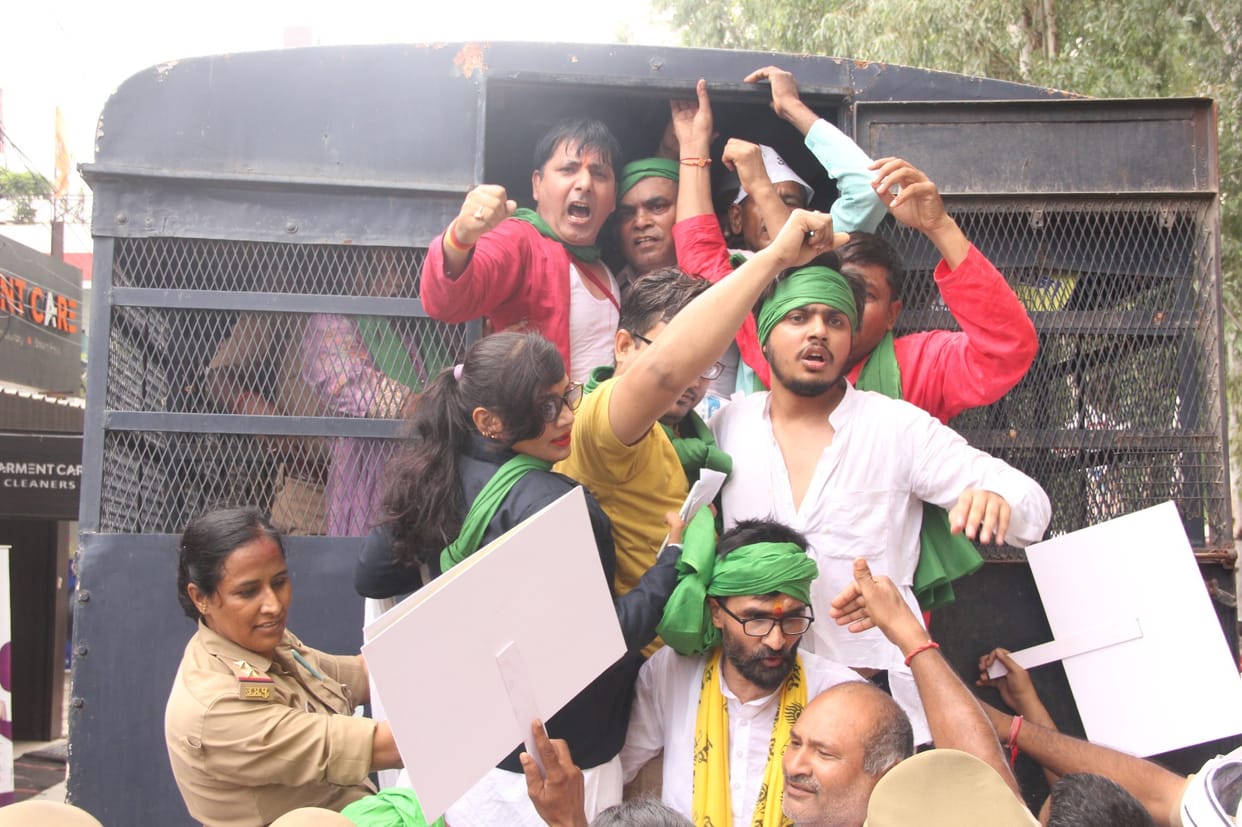 AAP workers protest against BJP MP Kangana Ranaut, clash with police, sent to Eco Garden