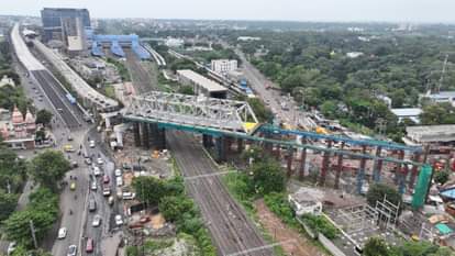 भोपाल मेट्रो का रानी कमलापति रेलवे स्टेशन के पास स्टील ब्रिज रखा