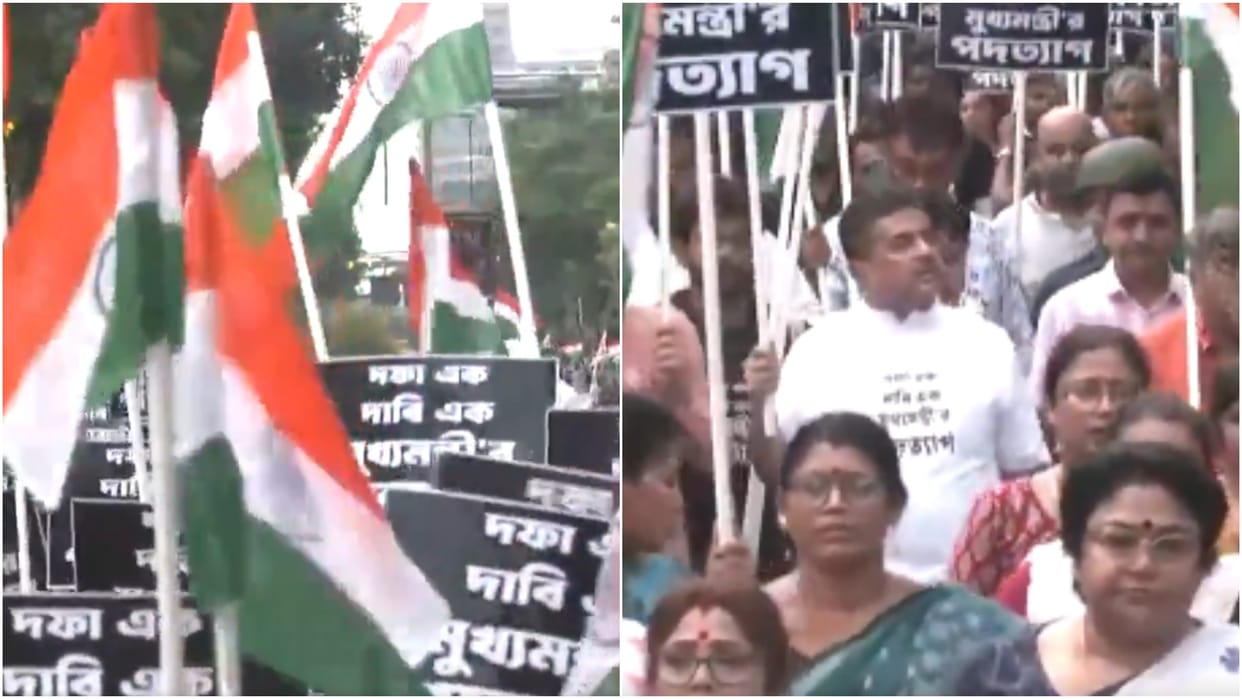 Kolkata: LoP Suvendu Adhikari hold protest against RG Kar Medical College & Hospital incident
