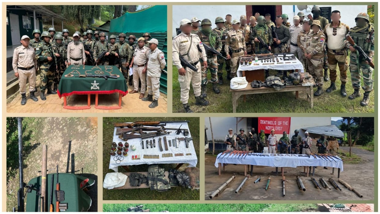 Manipur Joint Operation by Security Forces Weapons Bombs seized news and updates
