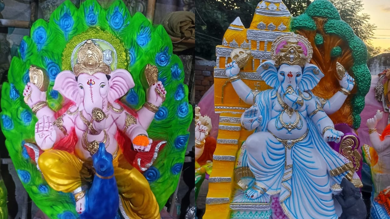 Ganesh ji murti with Ramlala being sold for Ganesh Chaturthi in Bareilly