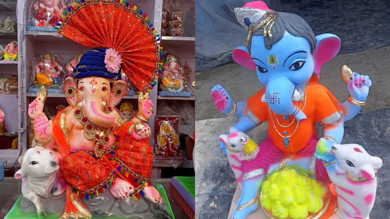 Ganesh ji murti with Ramlala being sold for Ganesh Chaturthi in Bareilly