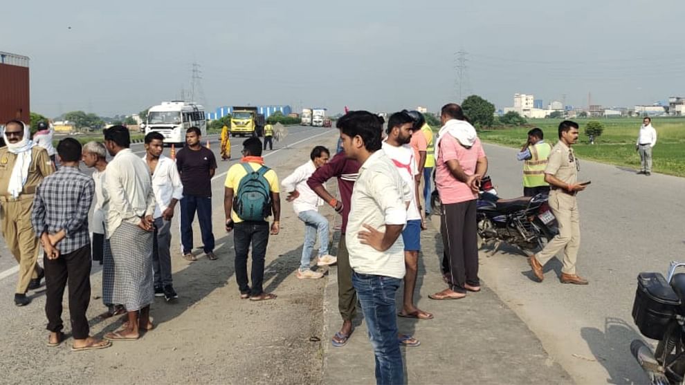 Mother and son died and one injured in road accident after collided truck and scooty in Chandauli