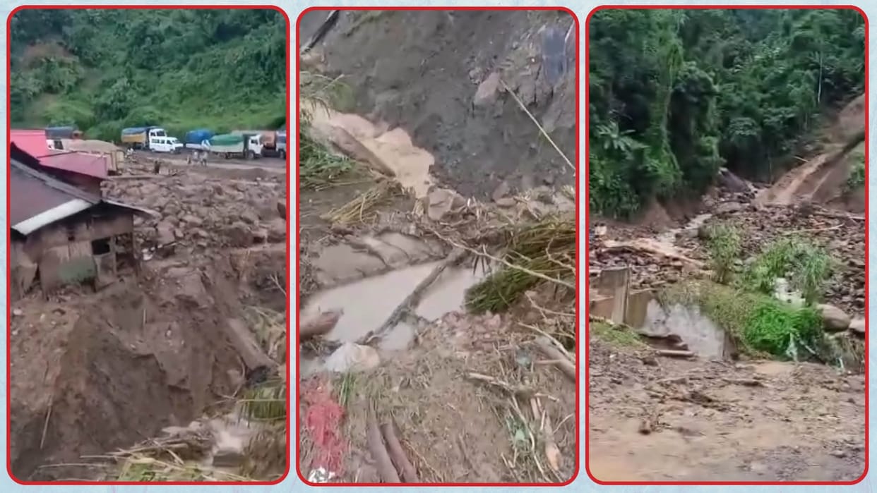 Landslide causes massive destruction in Nagaland highway connecting Kohima to Dimapur blocked houses collapsed