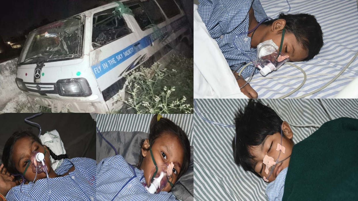 Kanpur: Dirty water filled in the lungs of innocent children who fell in the drain along with the van