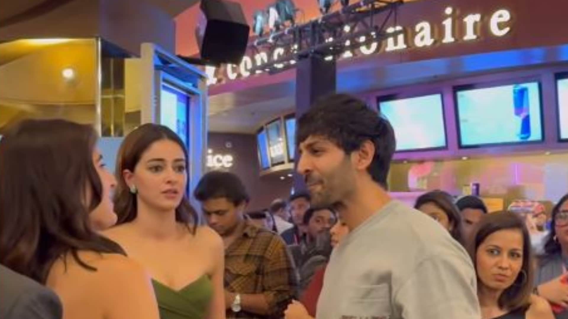 Kartik Aaryan Sara Ali Khan Hug each other Steals the Show on call me bae Ananya Panday Reaction Goes Viral