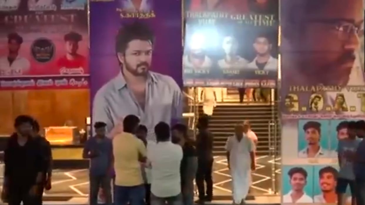 Audiences were eager to watch The Greatest of All Time Vijay's fans reached the theatre at night