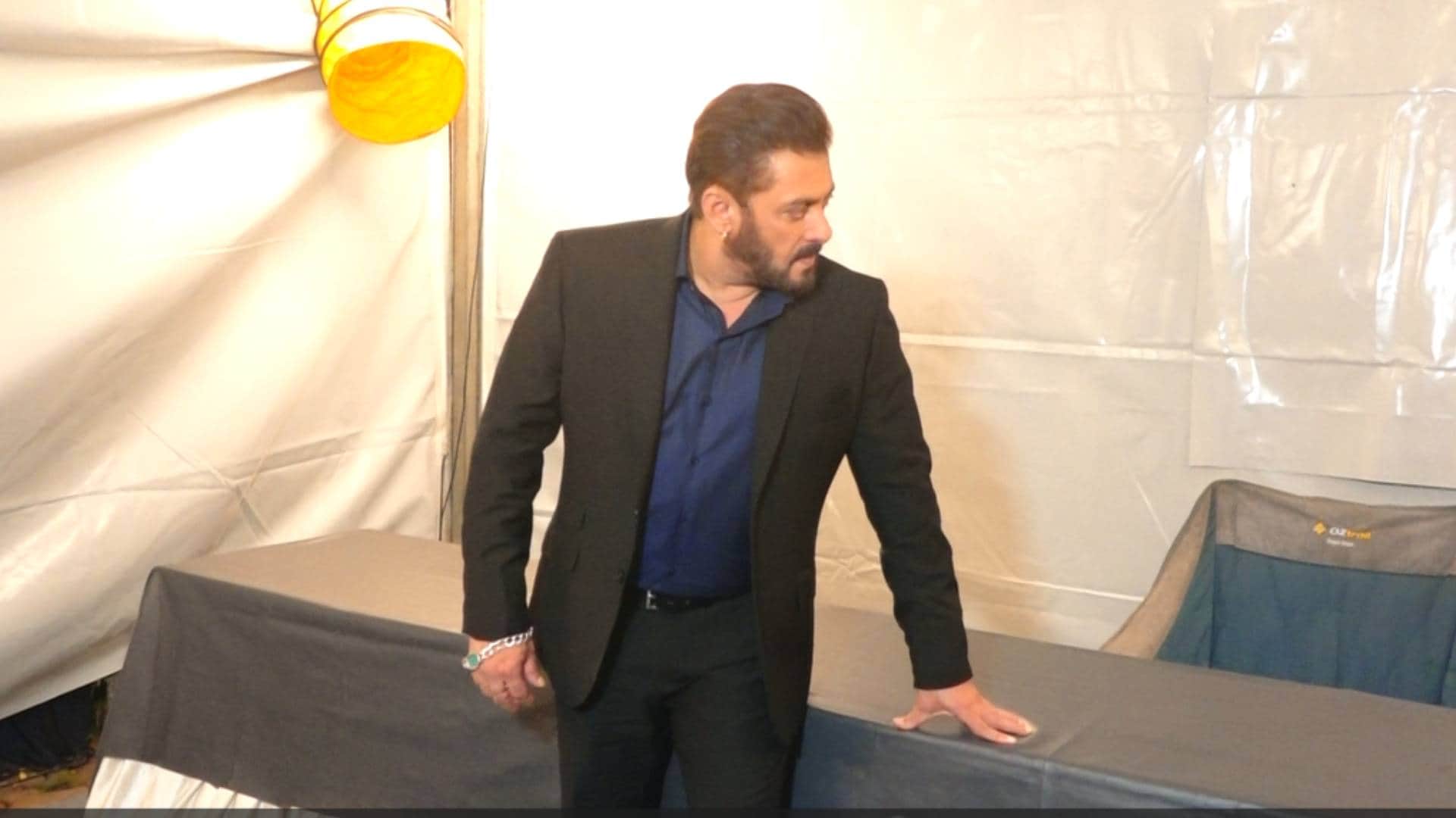 sikandar actor salman khan spotted on bigg boss season 18 set shoots show promo after rib injury video viral