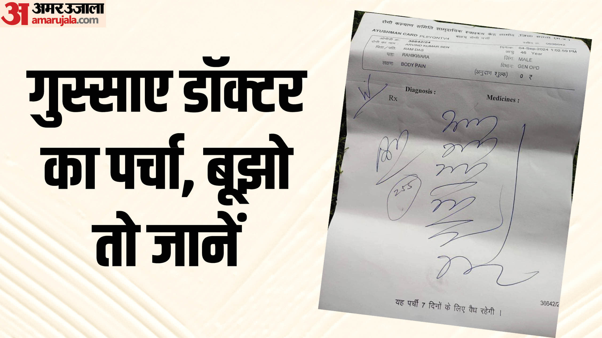 सतना में डॉक्टर ने पर्चे पर निकाला अपना गुस्सा