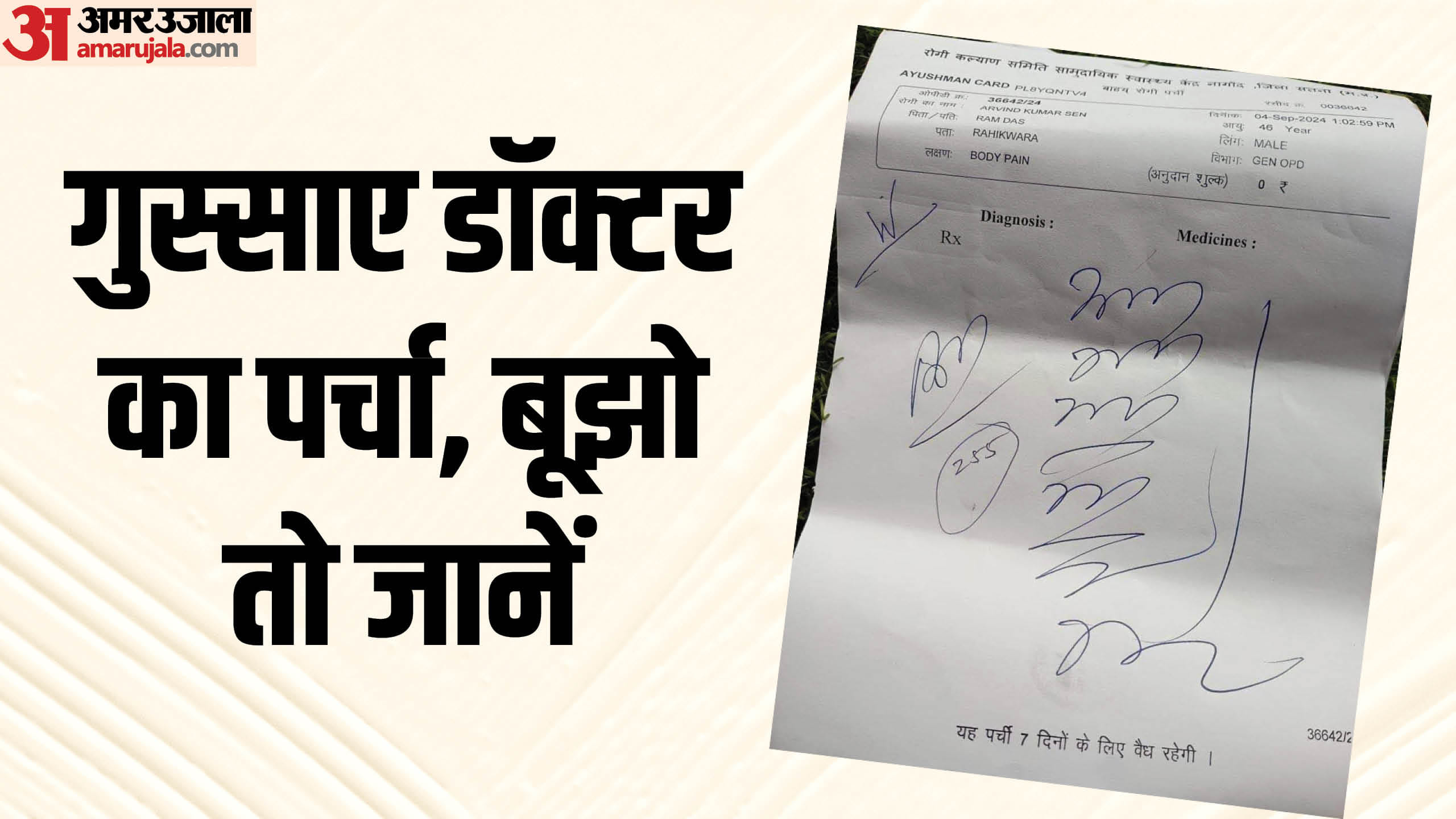 सतना में डॉक्टर ने पर्चे पर निकाला अपना गुस्सा