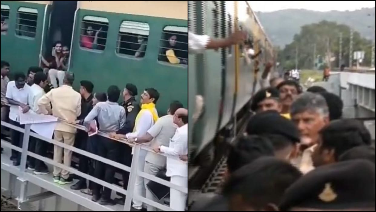 Unperturbed over speeding train Andhra Pradesh CM Chandrababu Naidu inspects flood relief work news in hindi