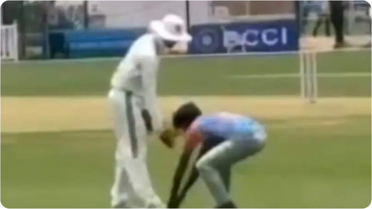 security breach during Duleep Trophy match as a fan entered the field and touched the feet of Ruturaj Gaikwad