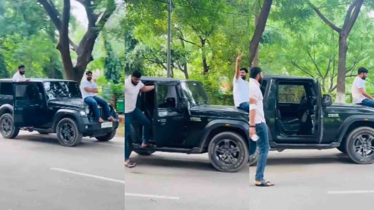 Gwalior News: Action taken against youths doing stunts with Thar jeep in Jiwaji University