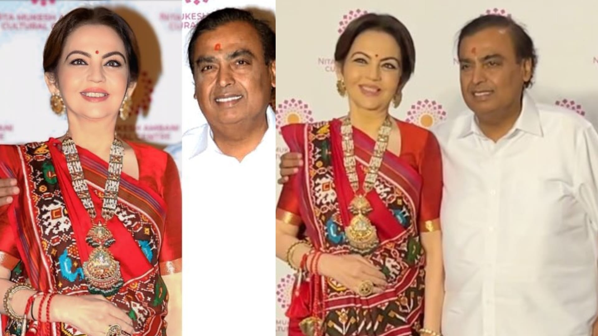 Nmacc founder and chairperson nita ambani wear Patola Saree with radha krishna hand painted blouse