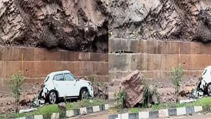 boulders fell on a moving car from a hill on Kiratpur-Nerchowk four lane, one dead; three injured