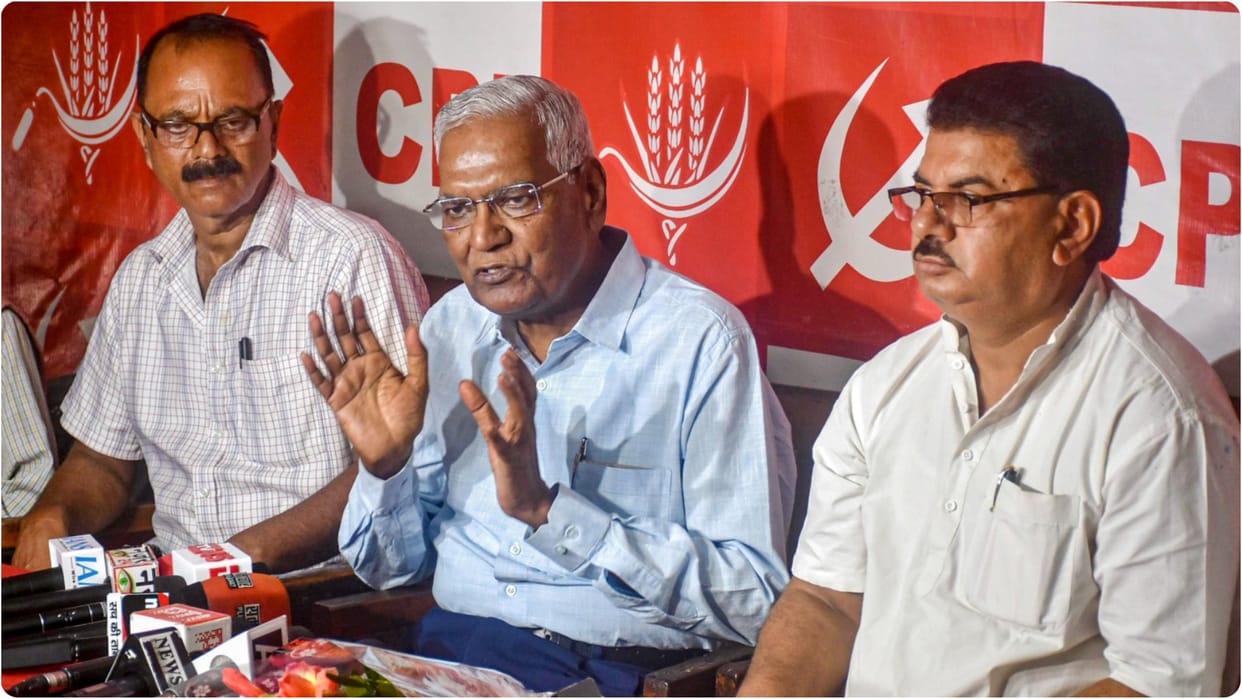 BJP poaching leaders, polarising people ahead of assembly polls in Jharkhand: D Raja
