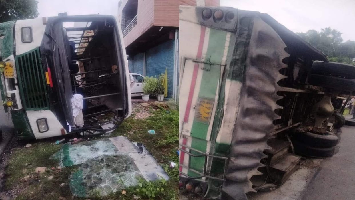 Road Accident: HRTC bus going from Chamba to Amritsar overturned on the road in , one passenger died