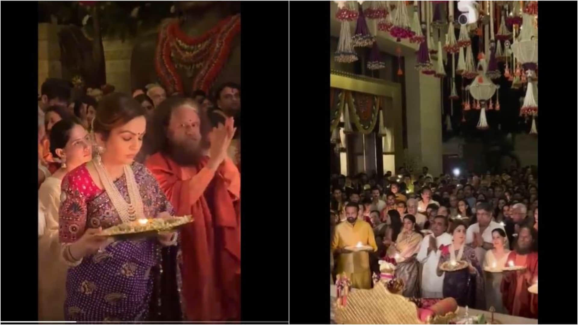 Anant ambani radhika merchant celebrate first ganesh chaturthi together ambani family celebrate ganesh utsav