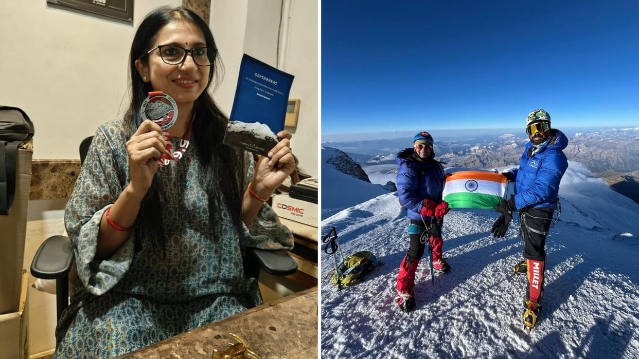 Bakery operator hoisted international flag on top of Europe highest mountain got medal