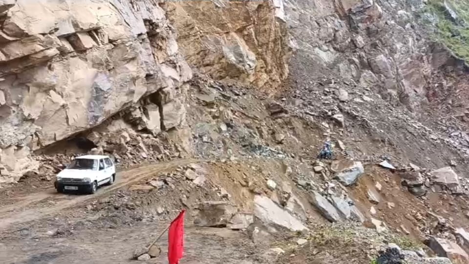 Malari highway closed on Third Day due to Landslide Traffic movement halted on Indo-China border