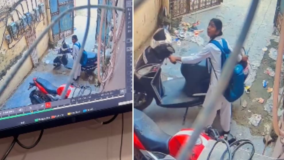 teenager arrived school uniform fled from home on scooty cunning act captured on CCTV camera