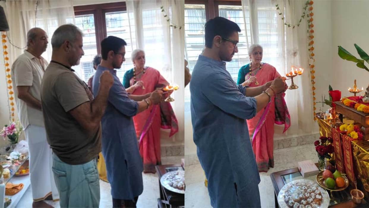 Sitaare Zameen Par Actor Aamir Khan Celebrates Ganesh Chaturthi See Photos Inside